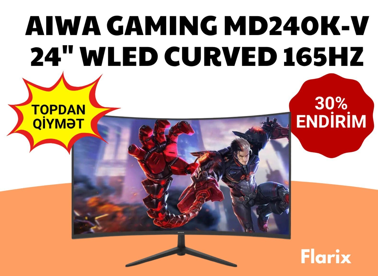 Aiwa Gaming MD240K-V 24" Curved 165Hz Monitor — Elektronika