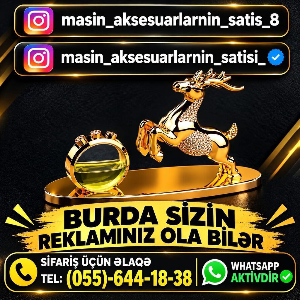 Qızılı rəngdə avtomobil salon aksesuarı – maral fiqurlu dekor və ətir — Avto, Bakı