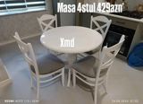 Dəyirmi yemək masası və 4 ədəd stul dəsti. - Rəng: ağ - Masanın — Mebel