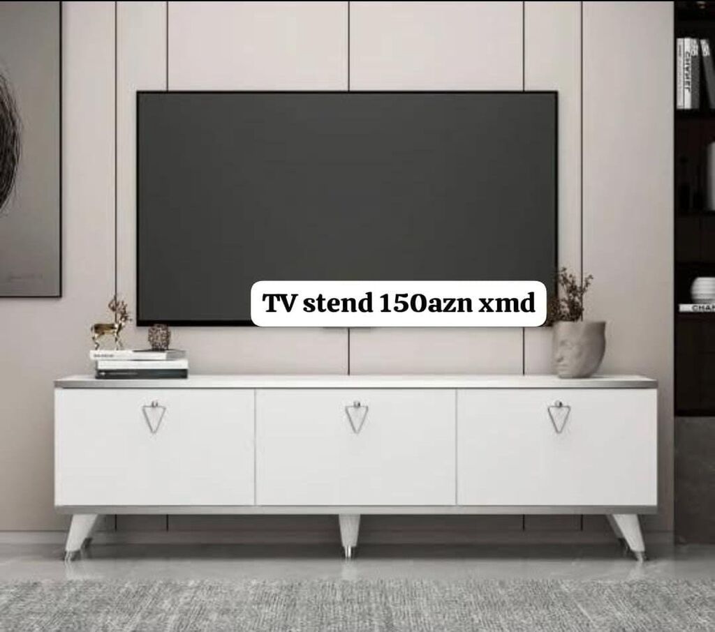 Məhsul: TV stendi - Rəng: ağ - Üslub: minimal və müasir dizayn -