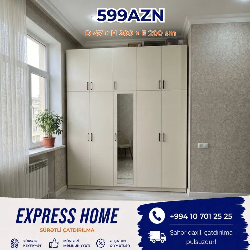 Yeni, 5 qapı, Siyirməli, Açılan, Düz dolab