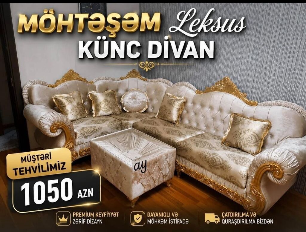 Möhtəşəm Luksus Künc Divan — premium keyfiyyətli, klassik üslub