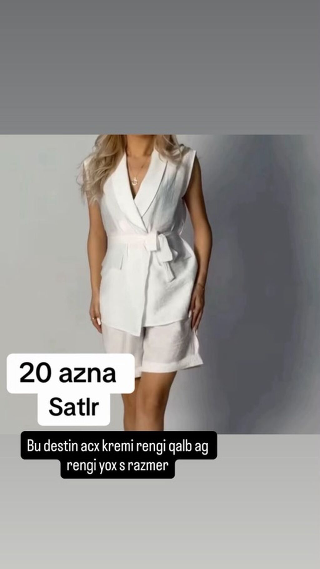 Qadın dəsti – şortik və kəmərli jilet/kurtka tipli üst hissə. - Rəng — Şəxsi əşyalar, Bakı