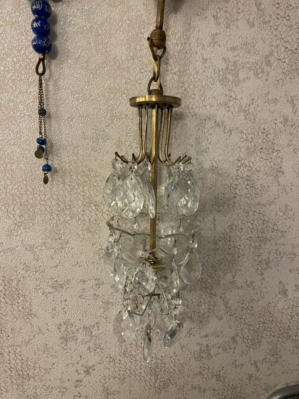 Klassik üslublu asma kristal çilçıraq, 1 lampa