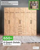 6 qapılı paltar dolabı – 47×250×240 sm - Material: 18 mm laminat - — Mebel