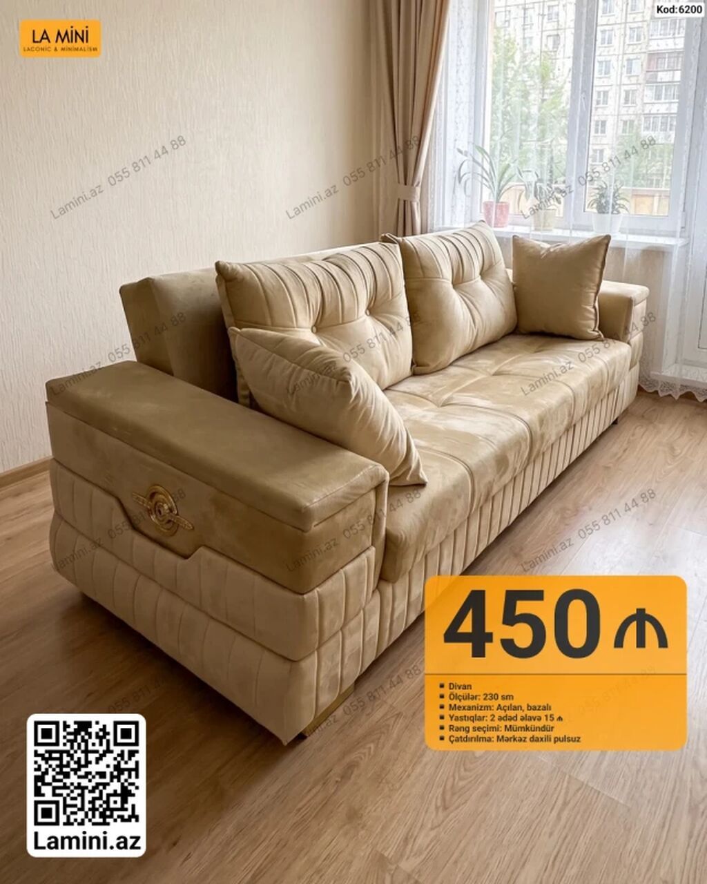 La Mini – açılan, bazalı divan - Ölçü: 230 sm - Mexanizm: açılan