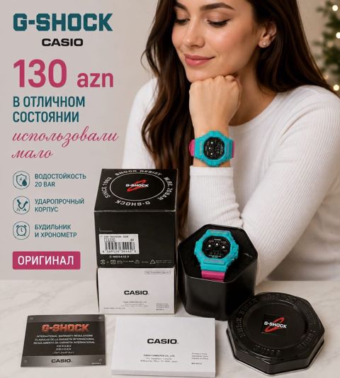 CASIO G-SHOCK DW-5600NB-3DR Qol Saatı - Firuzəyi-Qara