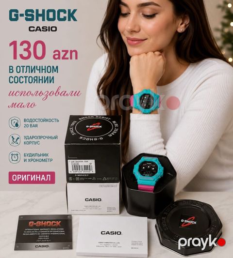 CASIO G-SHOCK DW-5600NB-3DR Qol Saatı - Firuzəyi-Qara