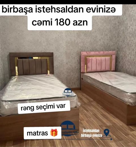 Tek nəfərlik taxta çarpayı dəsti - Birbaşa istehsaldan evinizə – cəmi