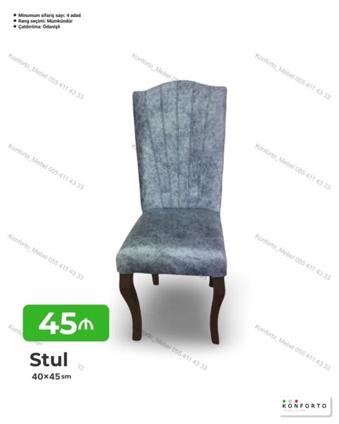 Stul – 40×45 sm - Yumşaq parça üzlüklü, dekorativ tikiş xətləri ilə