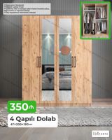 4 qapılı geyim dolabı – 47×200×160 sm - Material: 18 mm laminat - Ön — Mebel