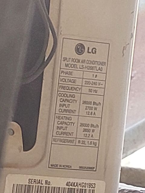 Kondisioner LG, İşlənmiş, 85-90 kv. m, Split sistem