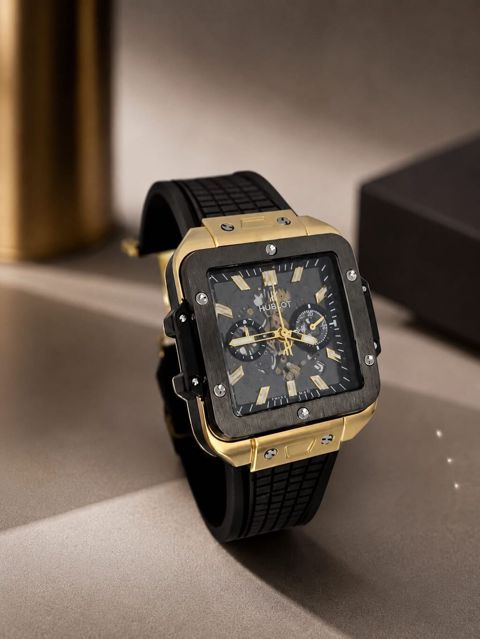 Hublot Spirit of Big Bang Square xronoqraf qol saatı (qızılı)