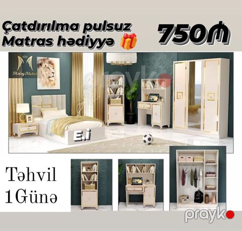 Uşaq/yeniyetmə otağı mebel dəsti - Qiymət: 750₼ - Çatdırılma pulsuz