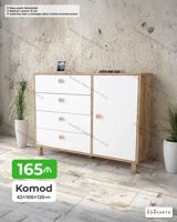 Komod – 42×100×120 sm - Minimal dizayn, ağ ön panellər və ağac — Ürünler