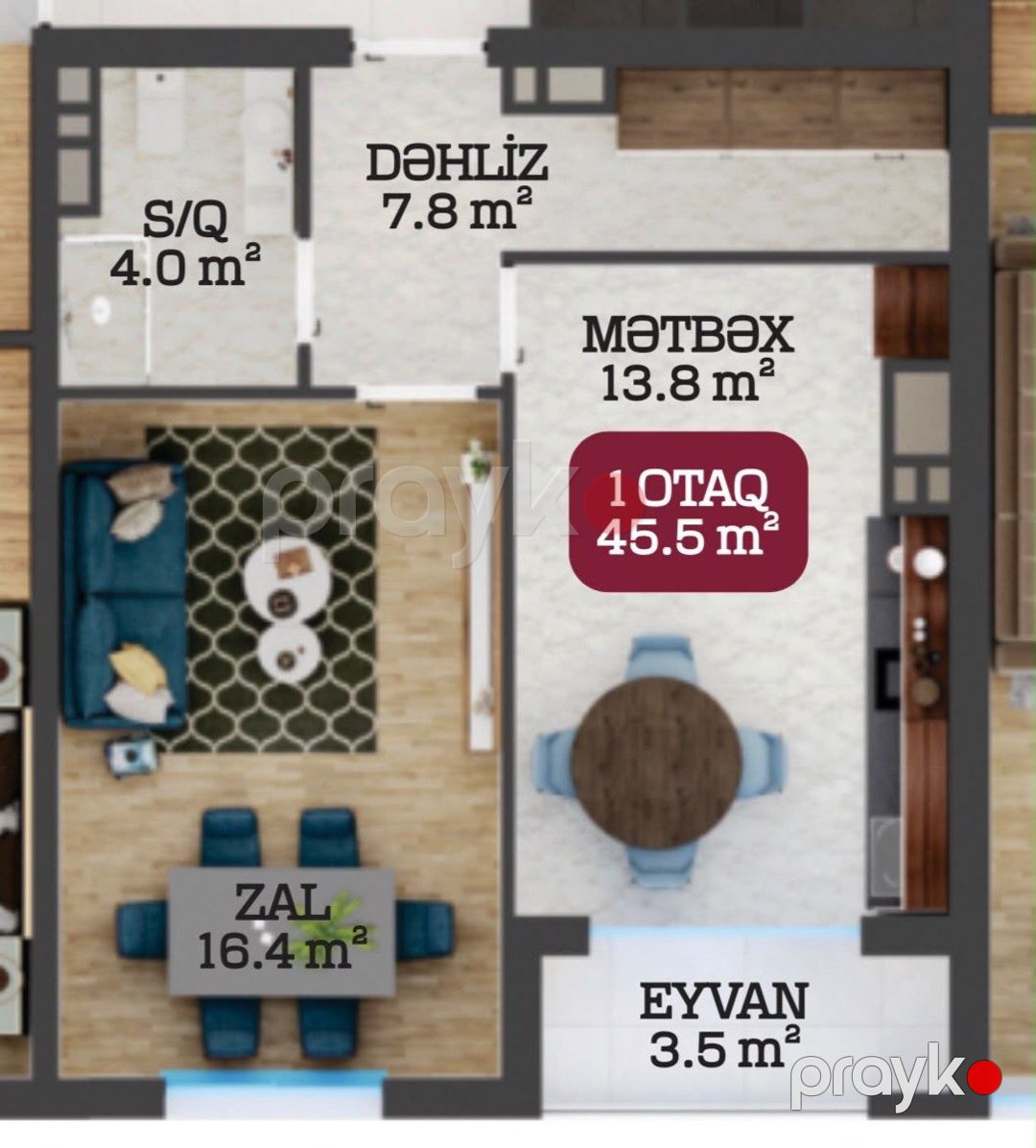 Satılır 2 otaqlı yeni tikili 45.5 m² — Mənzil, Bakı (5)