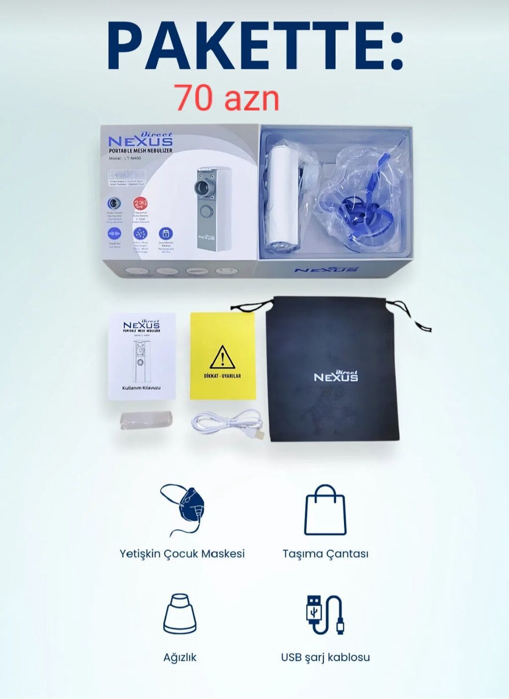 Direct NEXUS Taşınabilir Mesh Nebulizator – Yeni Seri Qiymət: 70 AZN — Mallar, Bakı