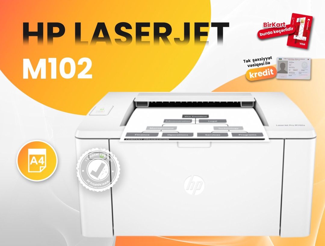 Printer HP LaserJet Pro M102a (G3Q34A) — Elektronika, Bakı