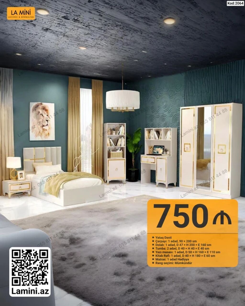 LA MINI Yataq Dəsti — Kod: 2064 Komplektin tərkibi və ölçülər: - — Mebel, Bakı
