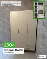 Məhsul: 3 qapılı geyim dolabı - Ölçü: 47 × 200 × 120 sm - Material — Mebel