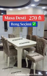 Qonaq otağı üçün, Yeni, Açılmayan, Dördbucaq masa, 6 stul — Mebel