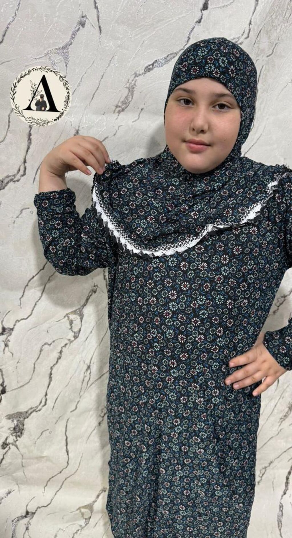 Uşaq üçün çiçək naxışlı namaz dəsti - İki hissədən ibarət komplekt — Mallar, Bakı (8)