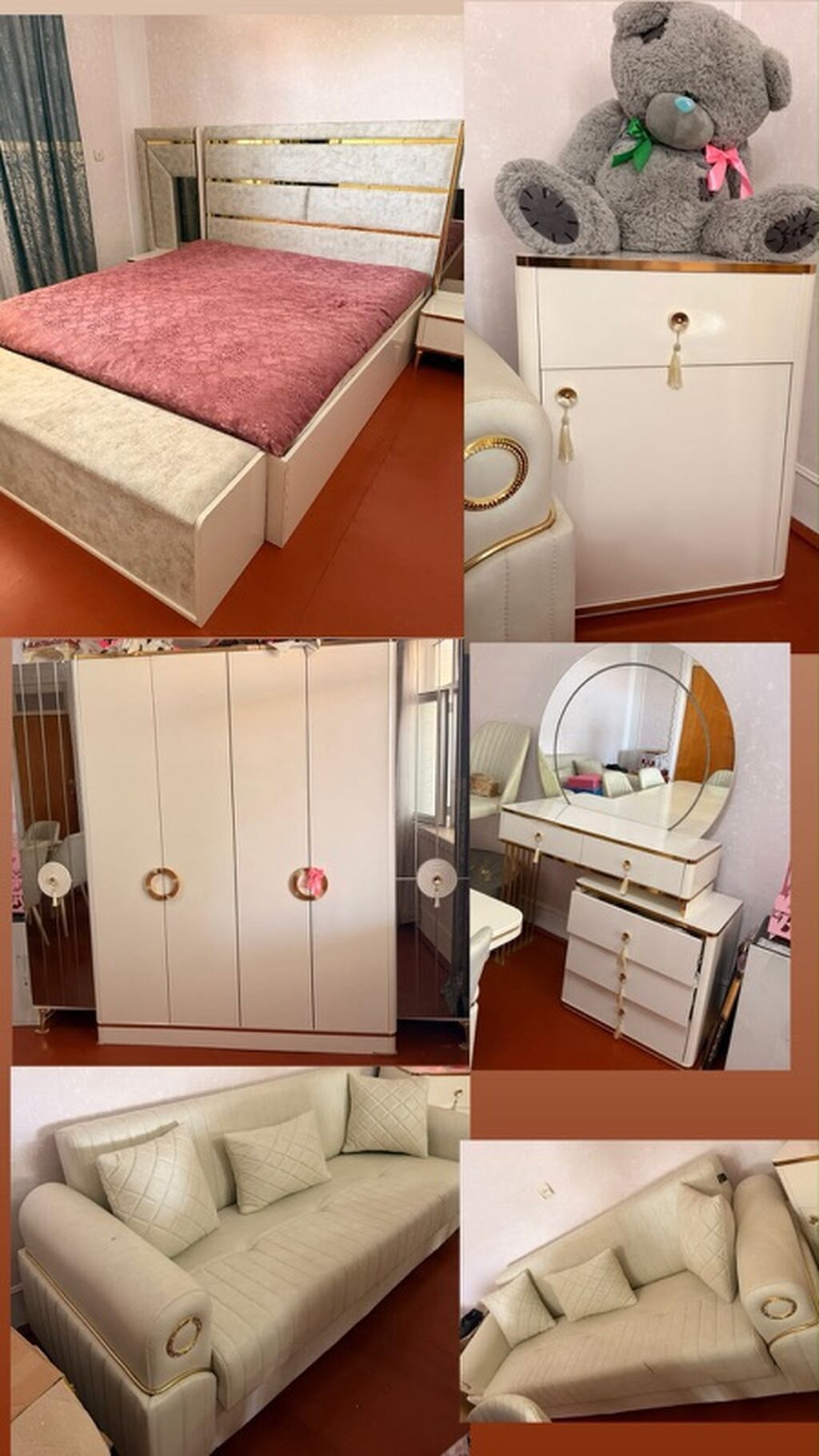 Zərif krem rənglərində modern mebel dəsti - Yemək masası və 6 ədəd — Mebel, Beyləqan (2)