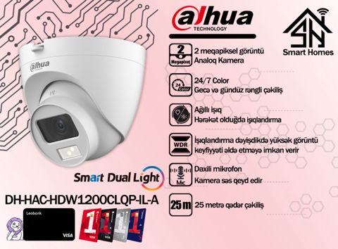 Dahua 2MP analoq kamerası HAC-HDW1200CLQP-IL-A