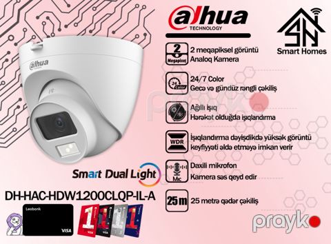 Dahua 2MP analoq kamerası HAC-HDW1200CLQP-IL-A — Bakı