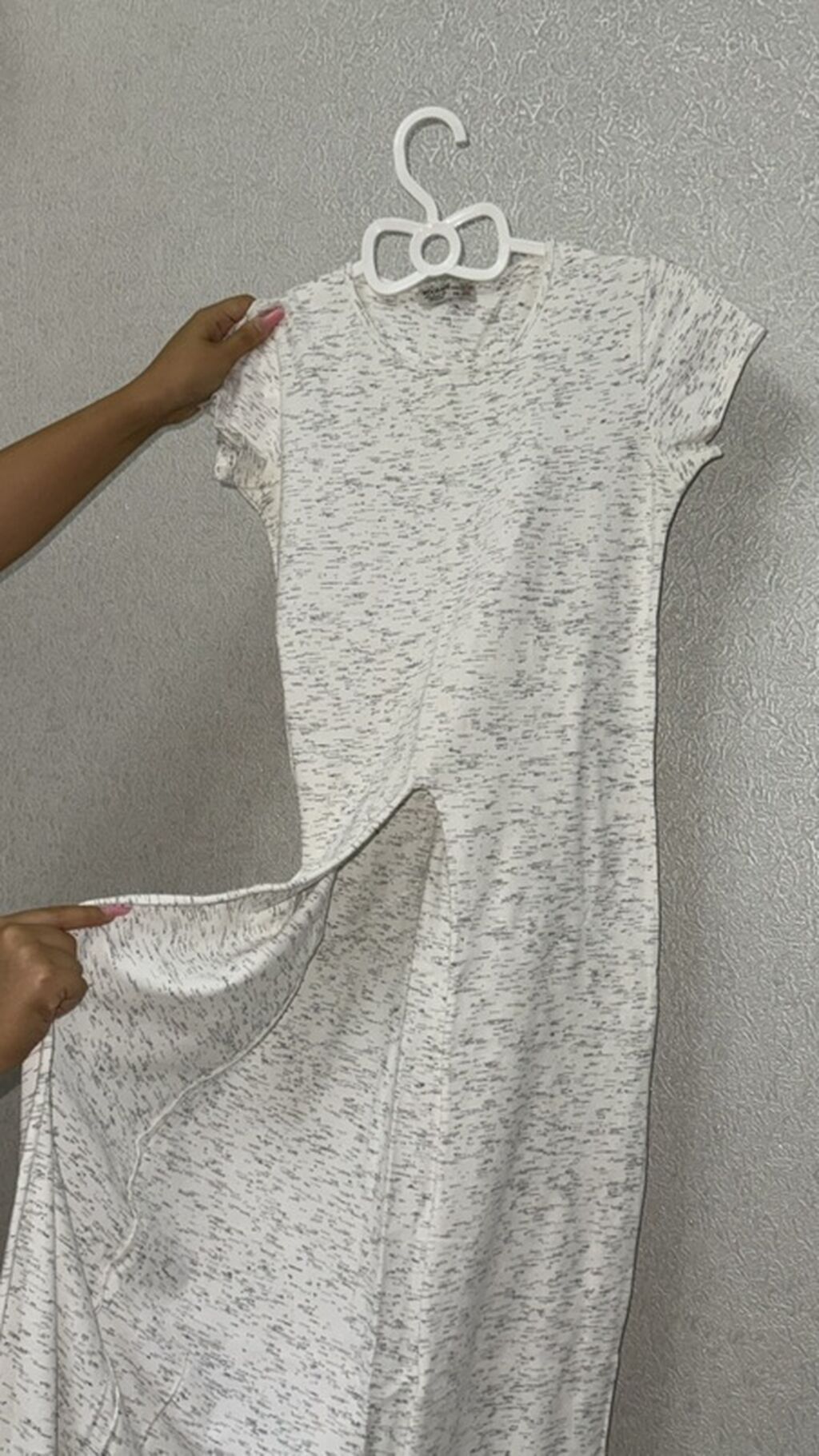 Açıq boz-ağ çalarlı, xırda naxışlı kofta - Model: T-shirt tipli üst — Şəxsi əşyalar, Masazır (2)