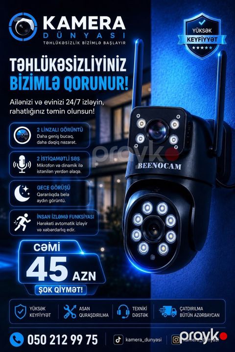Kamera təhlükəsizlik kamerası – ailənizi və evinizi 24/7 izləyin — Bakı