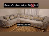 Chester (chestr) künc divan - Rəng: açıq boz - Dizayn: kapitone — Mallar