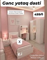 Gənc yataq dəsti Komplektin tərkibi: - Dəmir karkaslı çarpayı - Yazı — Mebel