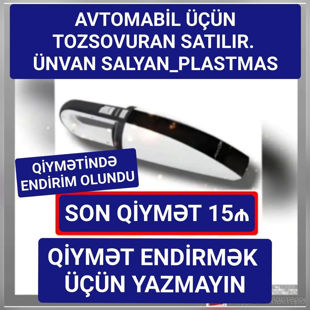 Avtomobil üçün əl tipli tozsoran. - Avtomobil salonunun tez və rahat — Elektronika, Salyan