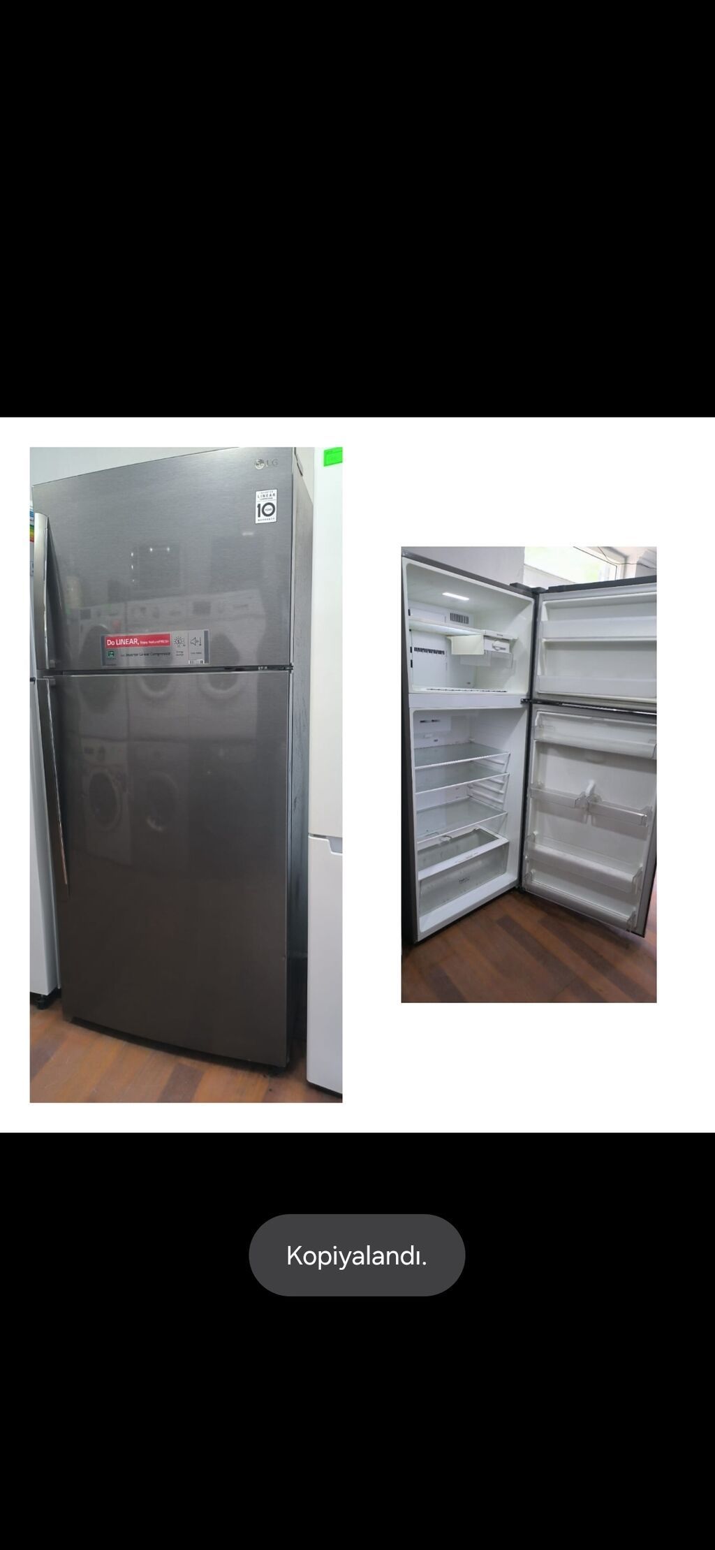 LG No Frost soyuducu — 180×78 sm, işlək vəziyyətdə