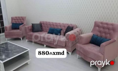 Mebel dəsti - 1 ədəd üçlü divan və 2 ədəd kreslo, pudra ton