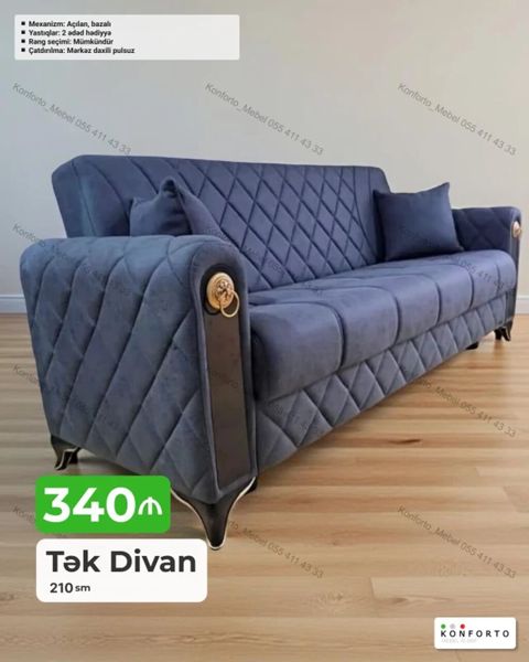 Tək divan – 210 sm - Açılan, bazalı mexanizm: rahat yataq funksiyası — Konforto Mebel — Sofas