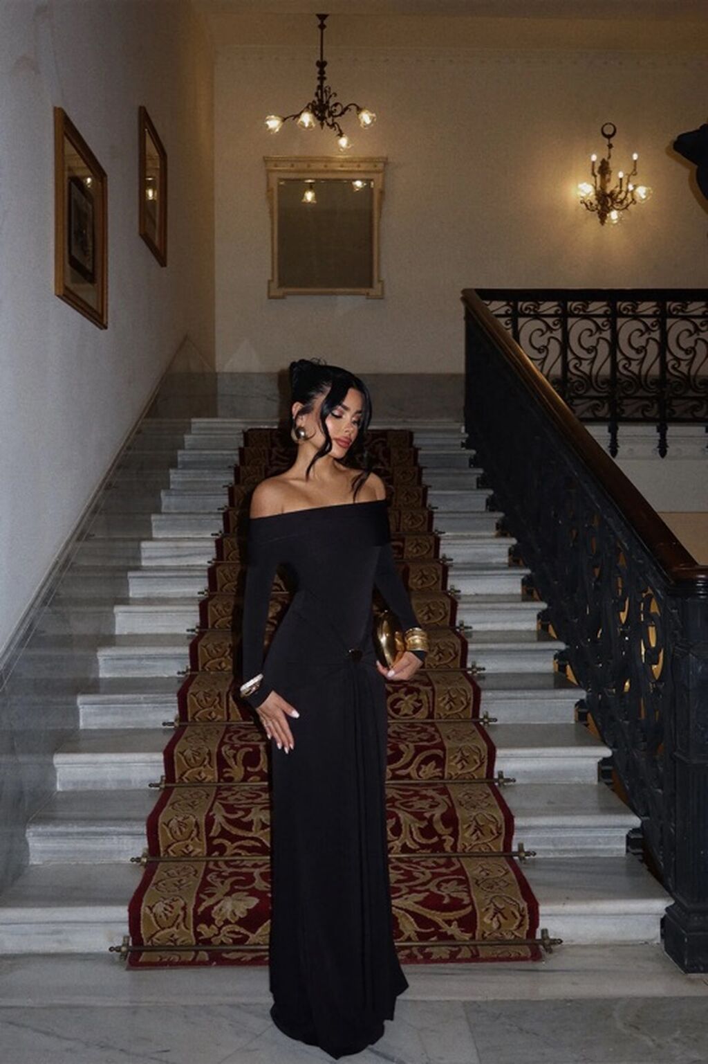 Qadın gecə libası – off-shoulder, uzun - Rəng: qara - Fason — Şəxsi əşyalar, Bakı (4)