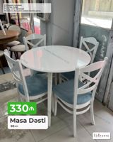 Masa Dəsti – 90 sm - Mexanizm: Açılmayan - Stul sayı: 4 ədəd - Rəng — Mebel