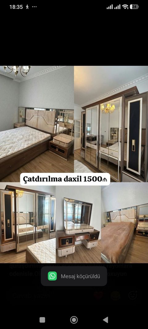 Bazali yataq desti 1500 manat.*Catdirilma quraşdırılma yaxin erazilere — Aişə Xanım — Yataq otağı mebel dəstləri