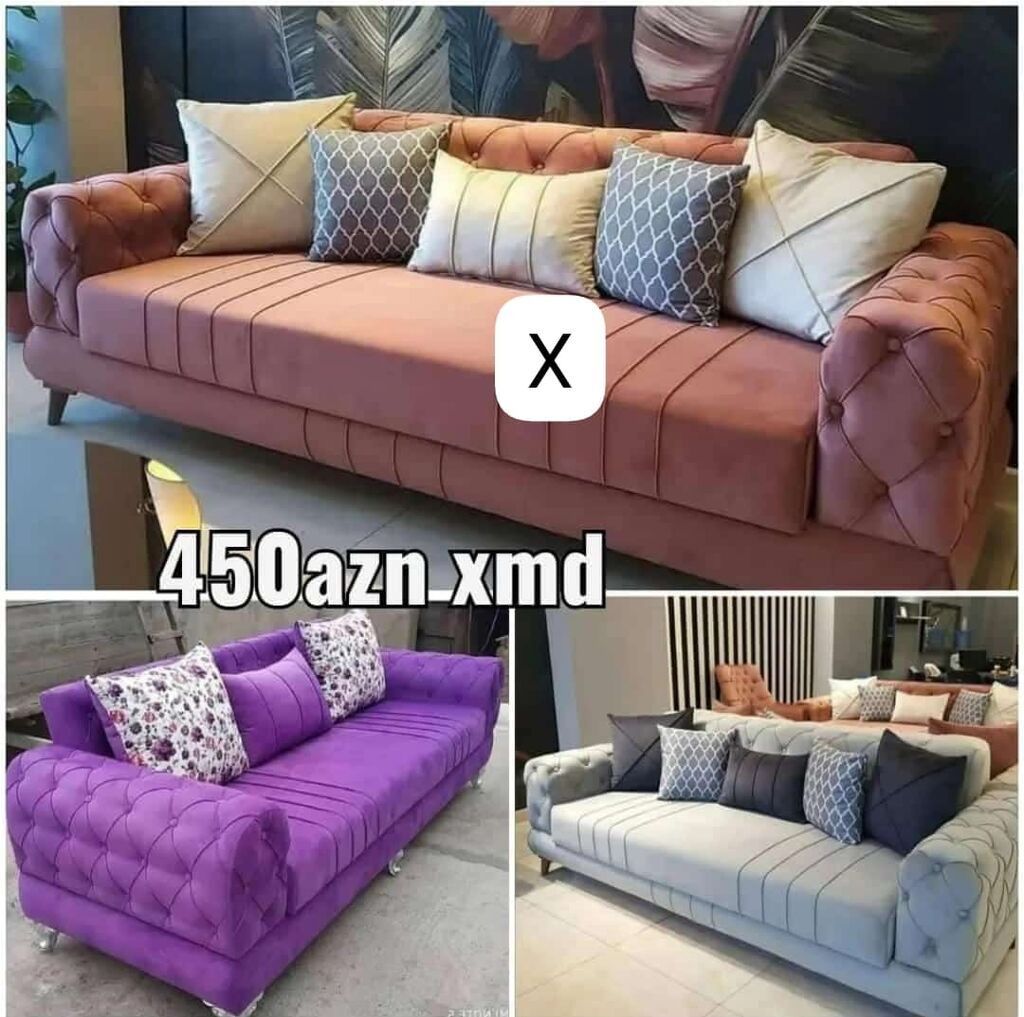 Müasir dizaynlı yumşaq divan - Üç nəfərlik geniş oturacaq sahəsi - — Mebel, Bakı