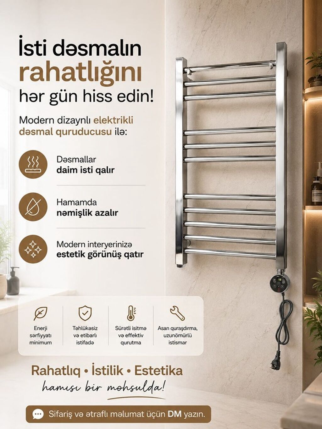 Premium havluq/dəsmal quruducuları – zərif dizayn, yüksək keyfiyyət — Santexnika, Bakı (2)