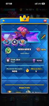 Clash Royale hesabı – “Mirvalex” - Kral səviyyəsi: 16 (Maksimum) - — Anar