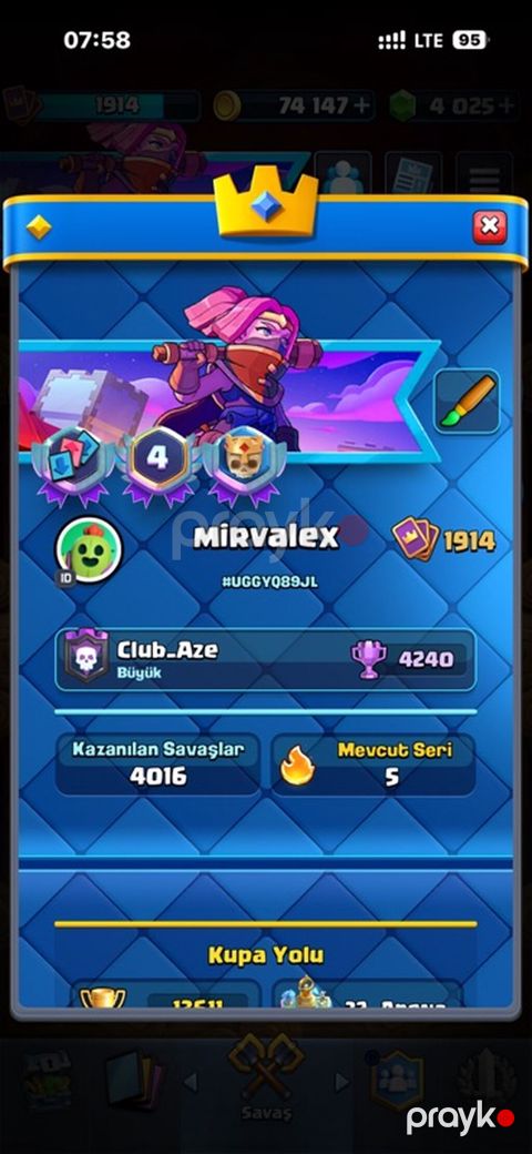 Clash Royale hesabı – “Mirvalex” - Kral səviyyəsi: 16 (Maksimum) - — Bakı