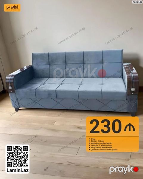 Məhsul: Divan (Kod: 2683) - Ölçü: 210 sm - Mexanizm: Açılan, bazalı — Bakı