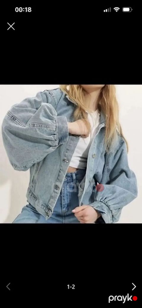 Qadınlar üçün oversize cins gödəkcə - Rəng: açıq mavi (light wash) -