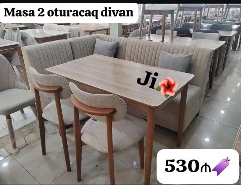 Mətbəx/qonaq otağı üçün dəst: - Düz formalı yemək masası – taxta