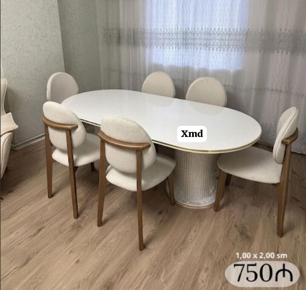 - Yemək masası və 6 ədəd stul dəsti - Masanın forması: oval - Ölçü — Mebel, Bakı