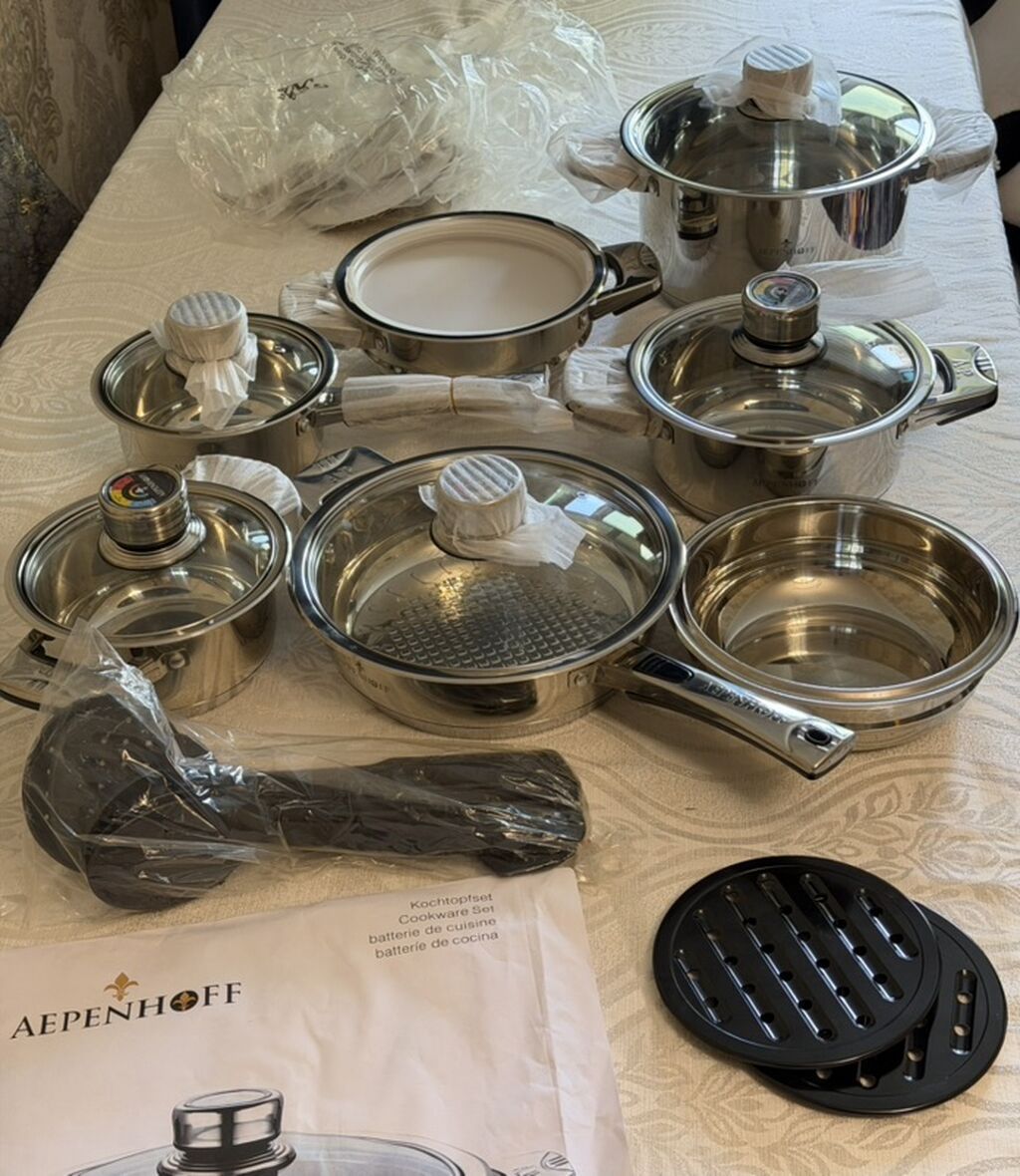 Qazan, rəng - Gümüşü, Paslanmayan polad, Aepenhoff