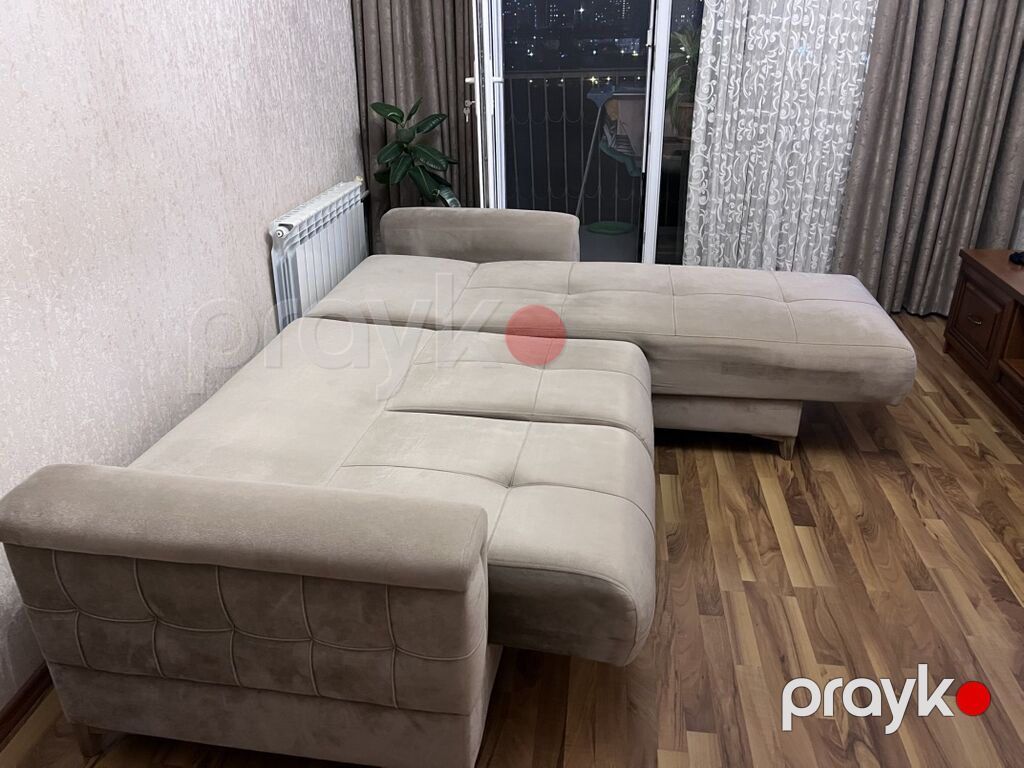 L-şəkilli transformasiya olunan divan - Rəng: açıq bej - Forma: sağ — Mebel, Bakı (2)